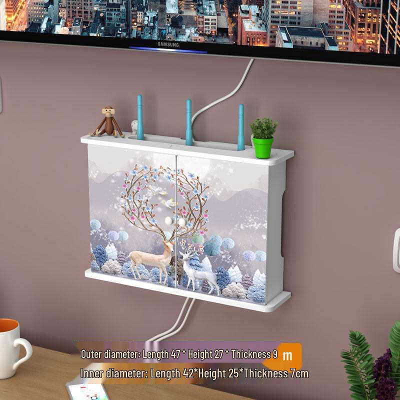 Wall-Mounted No-Drill WiFi Router and TV Set-Top Box Shelf for Living Room/Bedroom