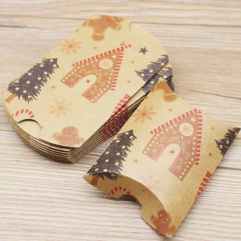 10pc9x7x2.5cm kraft Paper Box Pillow Shape Candy Box Wedding Favor Gift Boxes For Home Baby Shower Kids Birthday Party Supplies