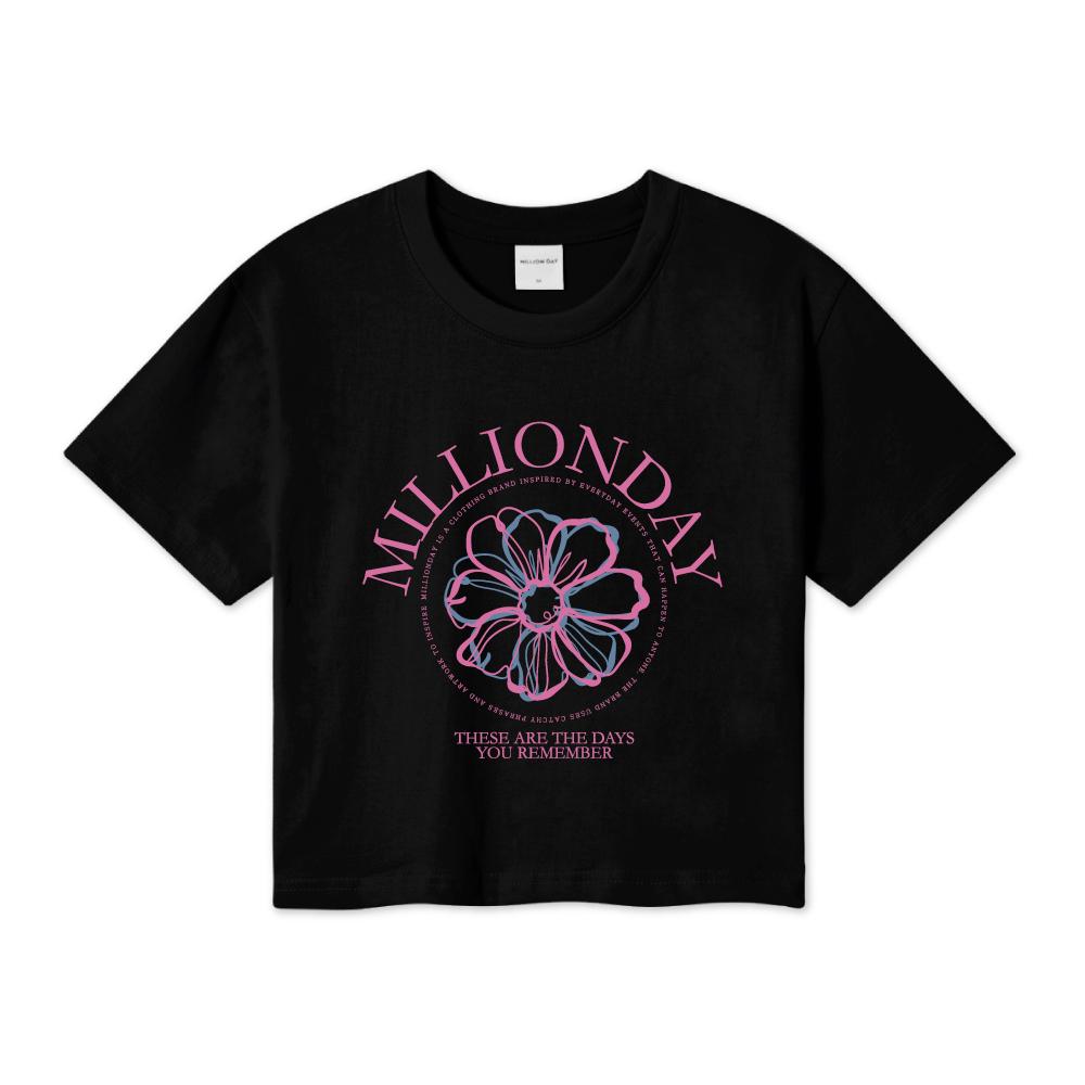MILLION DAY Million Round-Flower Crop T-Shirt