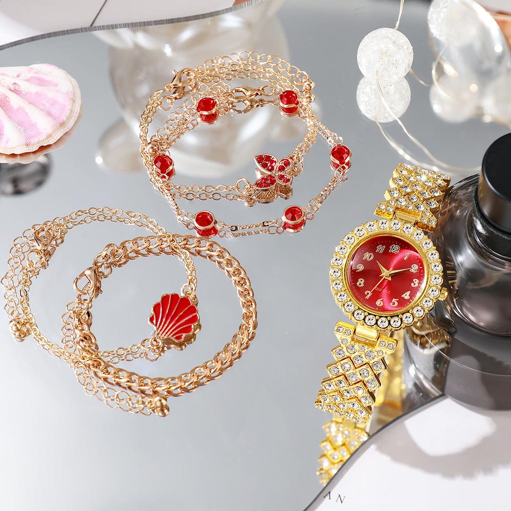 No gift box quartz watches ladies fashion diamond watches bracelet jewelry five-piece set suitable for holiday gifts