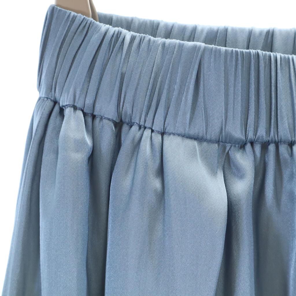Unused Noble Made In Japan Long Length Bright Satin Front Slit Gathered Skirt Women Used