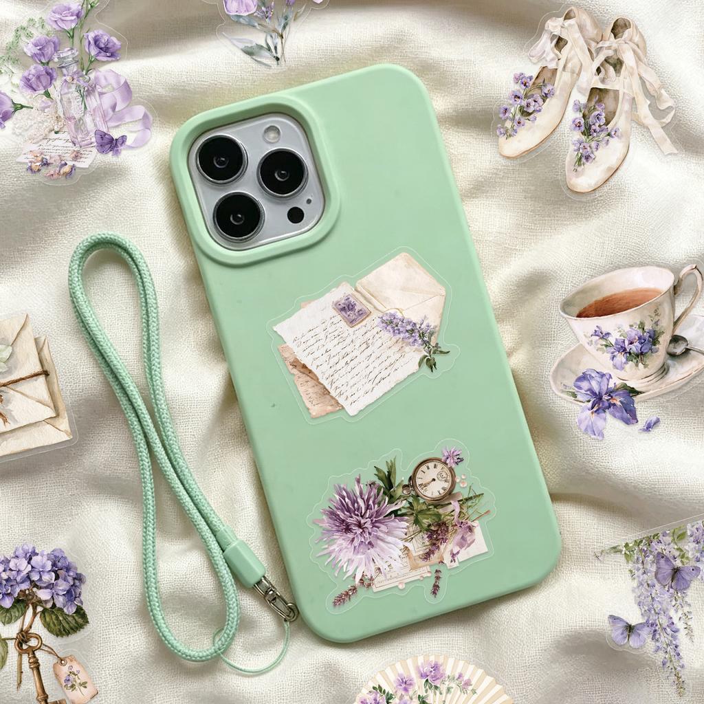 Handheld Notebook Purple Floral Sticker
