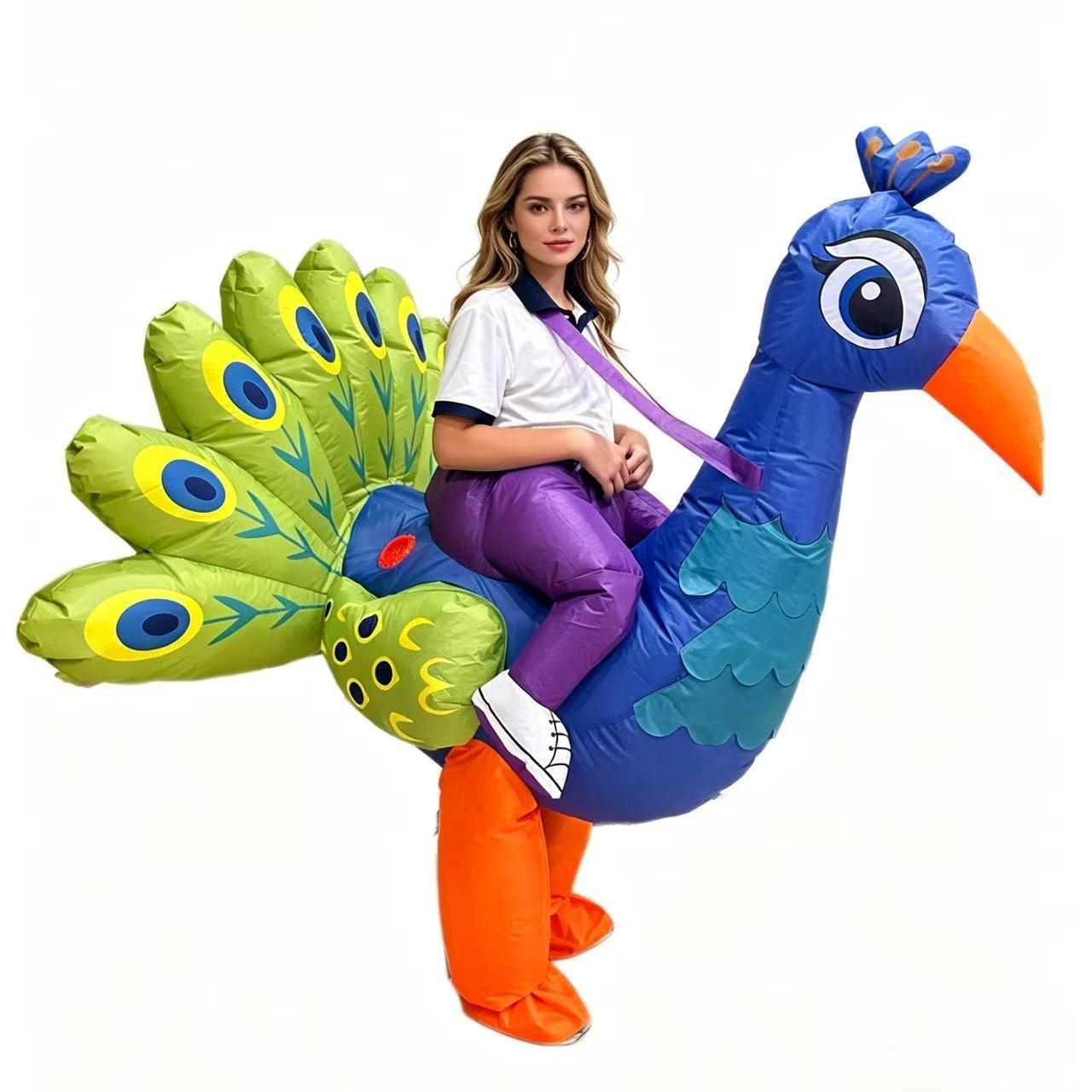 

Peacock inflatable costume, for adults 160-190cm зелений