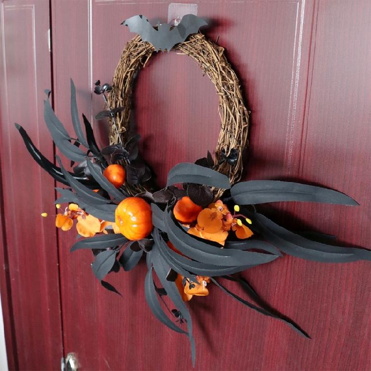 Wall Mounted Realistic Flower Wreath Eye Catching Garlands for Halloween Enthusiasts Door Hangings Party Essential