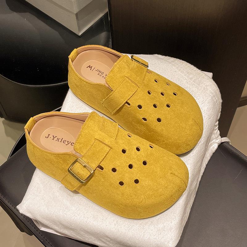 

Thick-soled bag head and half slippers for women s outer wear 2025 spring and summer new non-slip hole shoes with one foot and soft-soled Birkenstoc 40 жёлтый