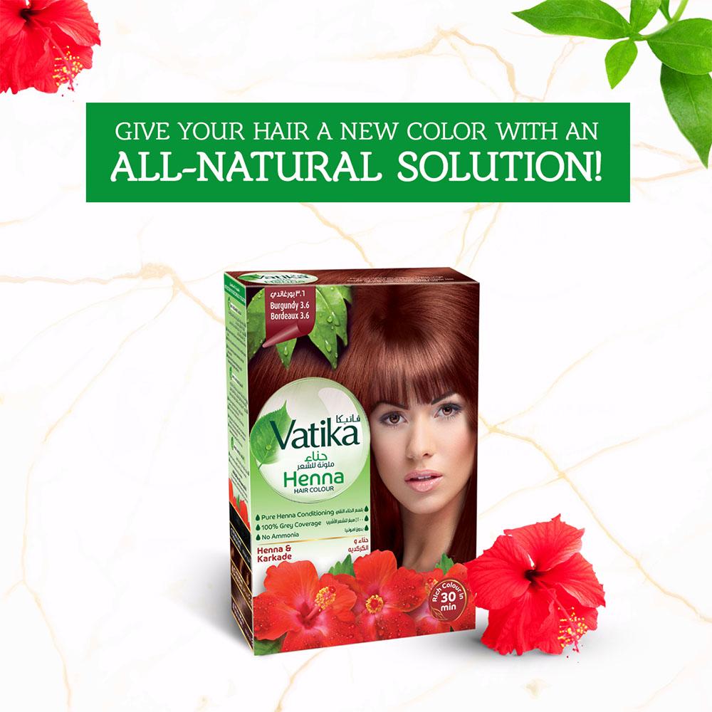 Henna Haarfarbe - Burgunder 2er-Pack - Vatika Naturals - Bordeaux 3.6 Farbe