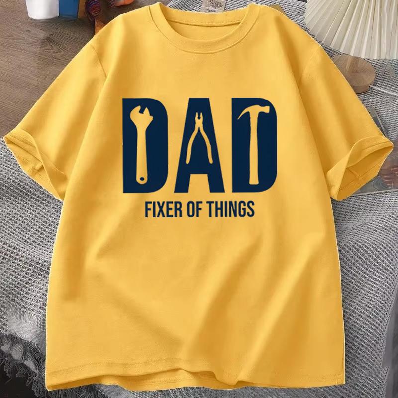 Dad Fixer Of Things Tshirt Tool Graphic Print Casual Short Sleeve Unisexs Tee Fathers Day Gift For Handyunisex Dad Repair Fathers Top