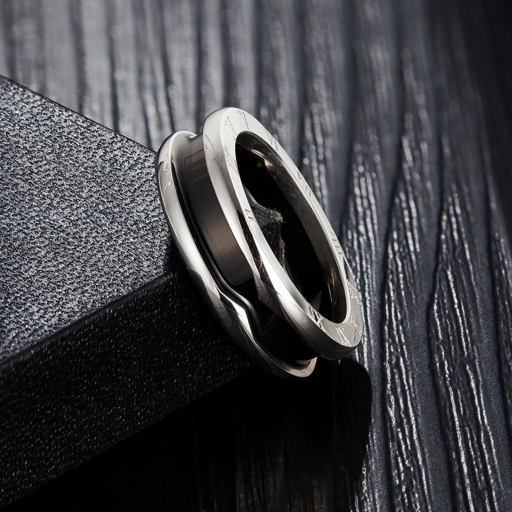 3 Colors Men 'S Roman Numerals Women Rings Charm Finger Trendy Stylish Zircon Stone Punk Stainless Steel Rings Couple Bridal Wedding Occasion Jewelry