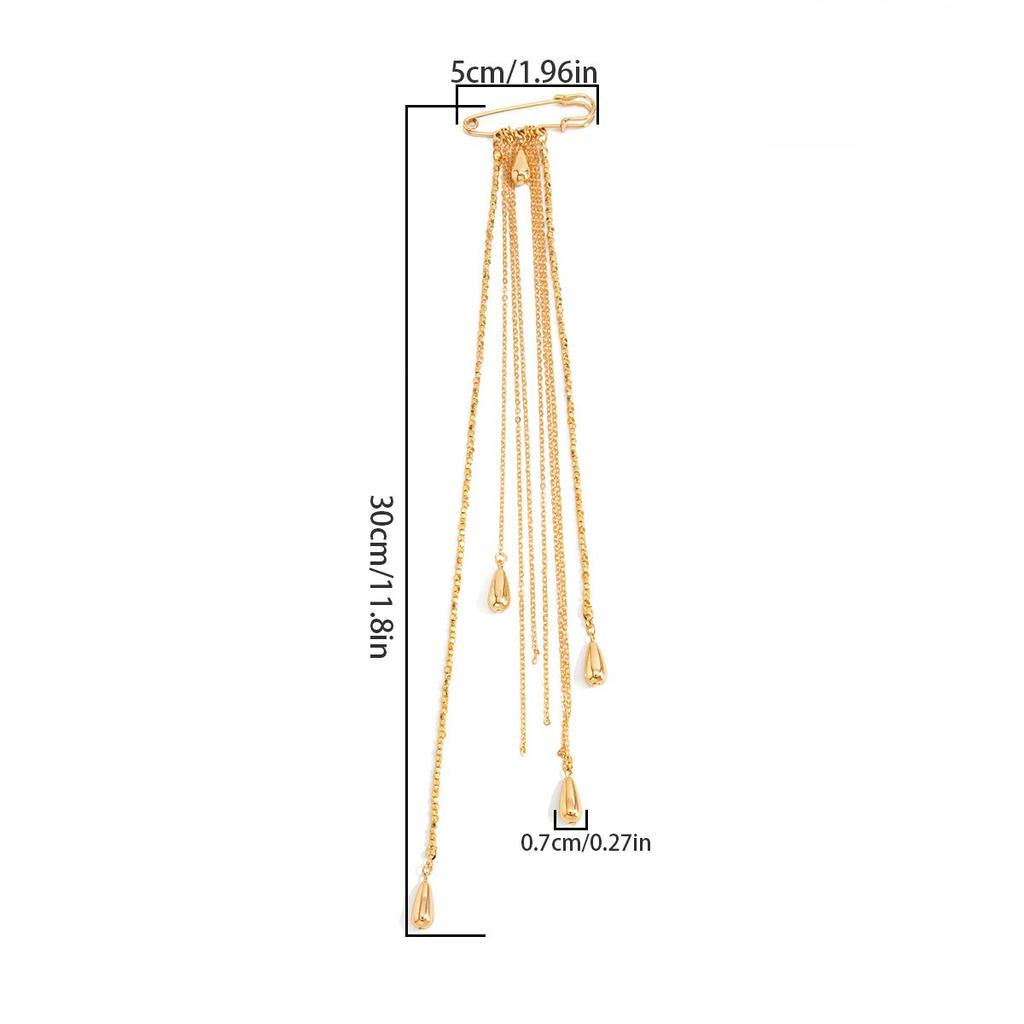 European and American Personality Simple Chain Fringed Brooch Versatile Beaded Multi-functional Suit Accessories Women