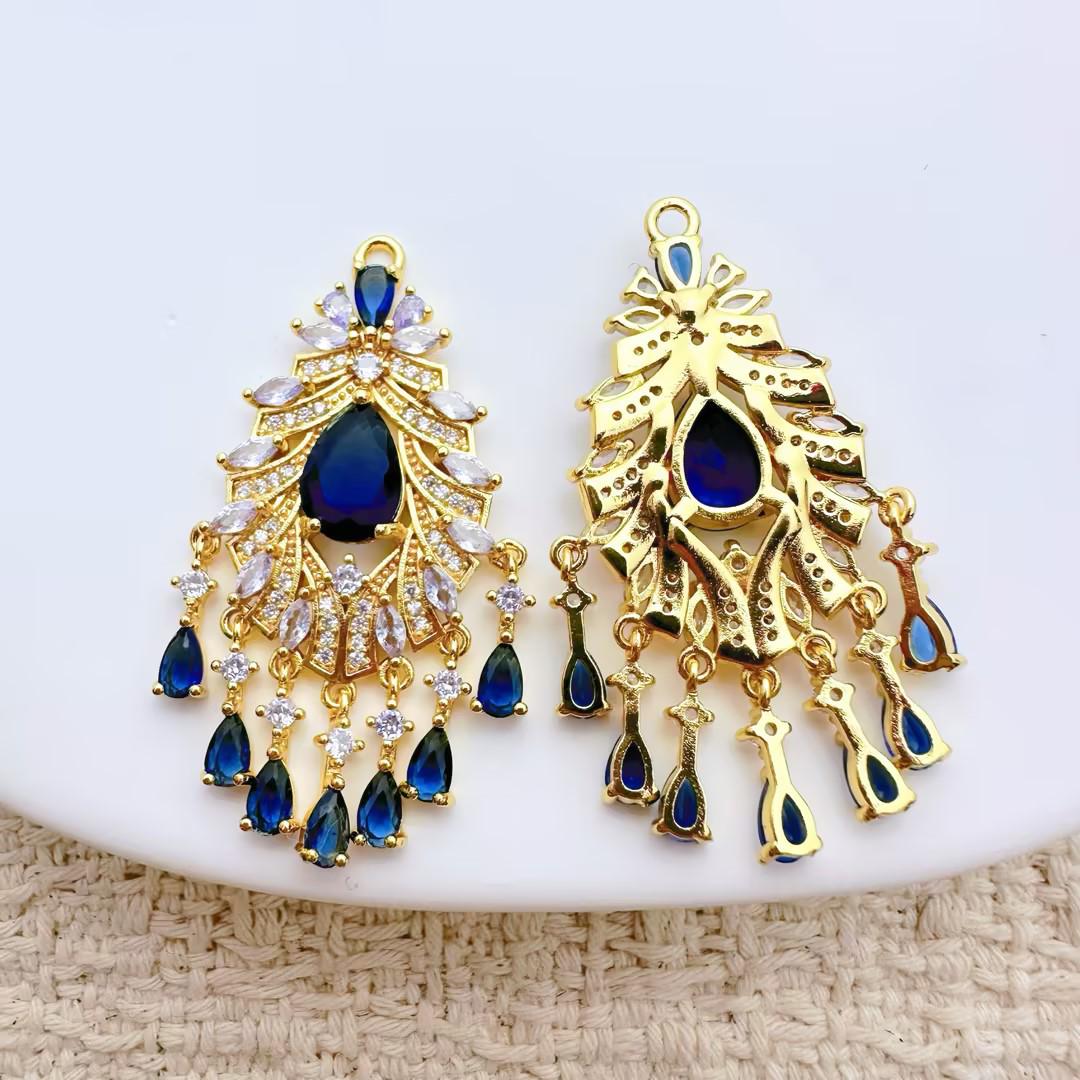 Copper-Plated Zirconia Water Drop Tassel Earring Pendant Ornament