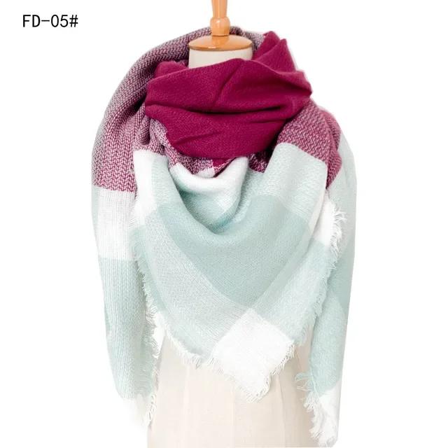 Autumn and Winter New Yellow Grey Cashmere Big Grid Square Scarf Women Double Faced Shawl
