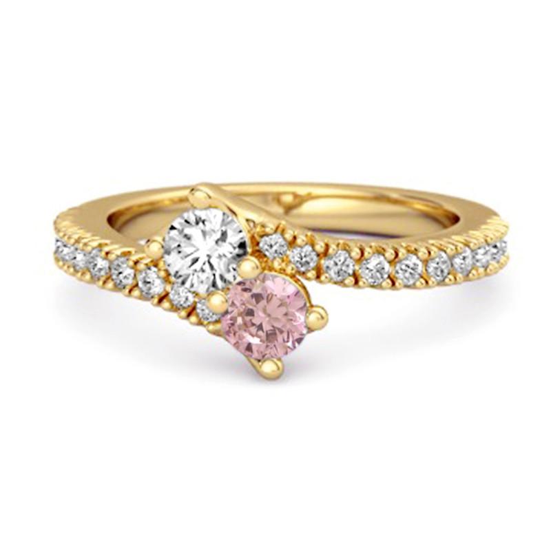 

925 Sterling Silver Gold Vermeil Pink Topaz Bypass Women Wedding Ring 12 жовтий/золотий
