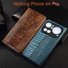 Ostrich Pattern Genuine Leather Flip Case for Nothing Phone 4A Pro Phone Cover Card Cases Scratch Proof
