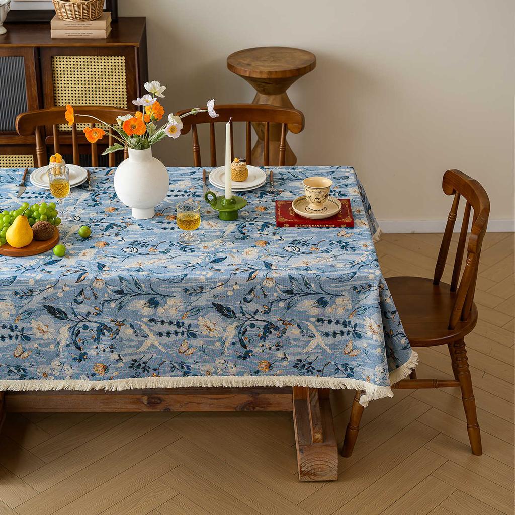 New Jacquard Table Cloth Dustproof And Wrinkle Resistant Rectangular Dining Tablecloth Floral Pattern Home Decoration Tablecloth