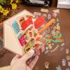 4 Pcs DIY 3D House Stickers Paper Miniature Scene Stickers Cartoon Mini Room Scene Stickers Set for Adults Kids Scrapbook