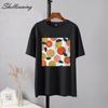 Shellsuning Casaul Kawaii Fruit Printed T Shirt Women Loose O Neck Short Sleeve Base Tees Female Simple Cotton Trendy White Tops