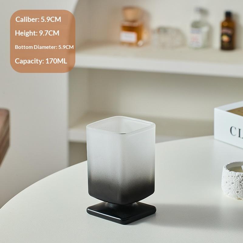 Gradient Colored Square Glass Uniquely Maillard Colored Low Footed Glass Vintage Style Juice Glass Sparkling Water Cup
