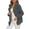 Damen Winter Casual gepolstert verdickt Anzug Kragen Knopf Lammwolle Jacke Strickjacke