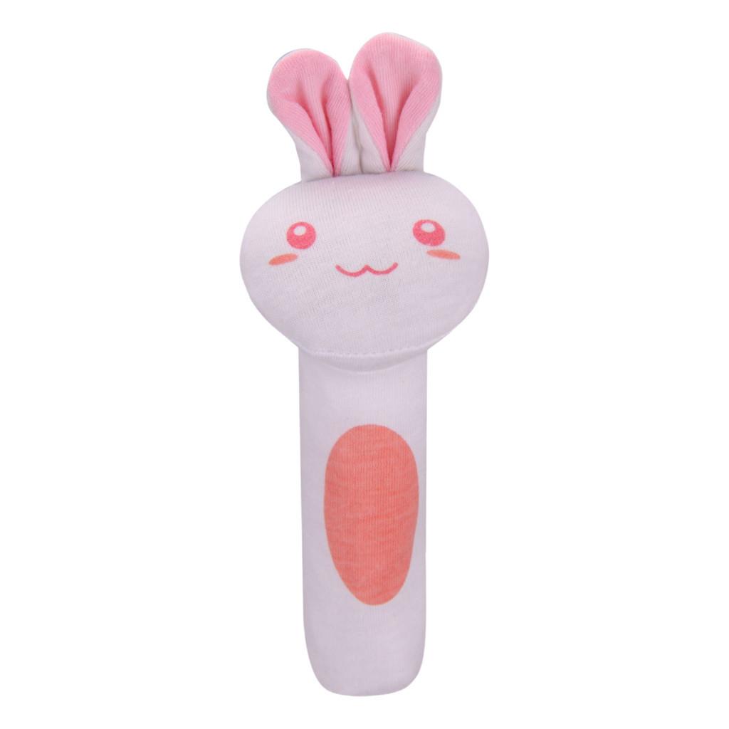 Adorable Baby Grasping Training Bb Stick Squeaky Toy With Animal Designs And Soft Knitted Fabric Stuffed With Pp Cotton