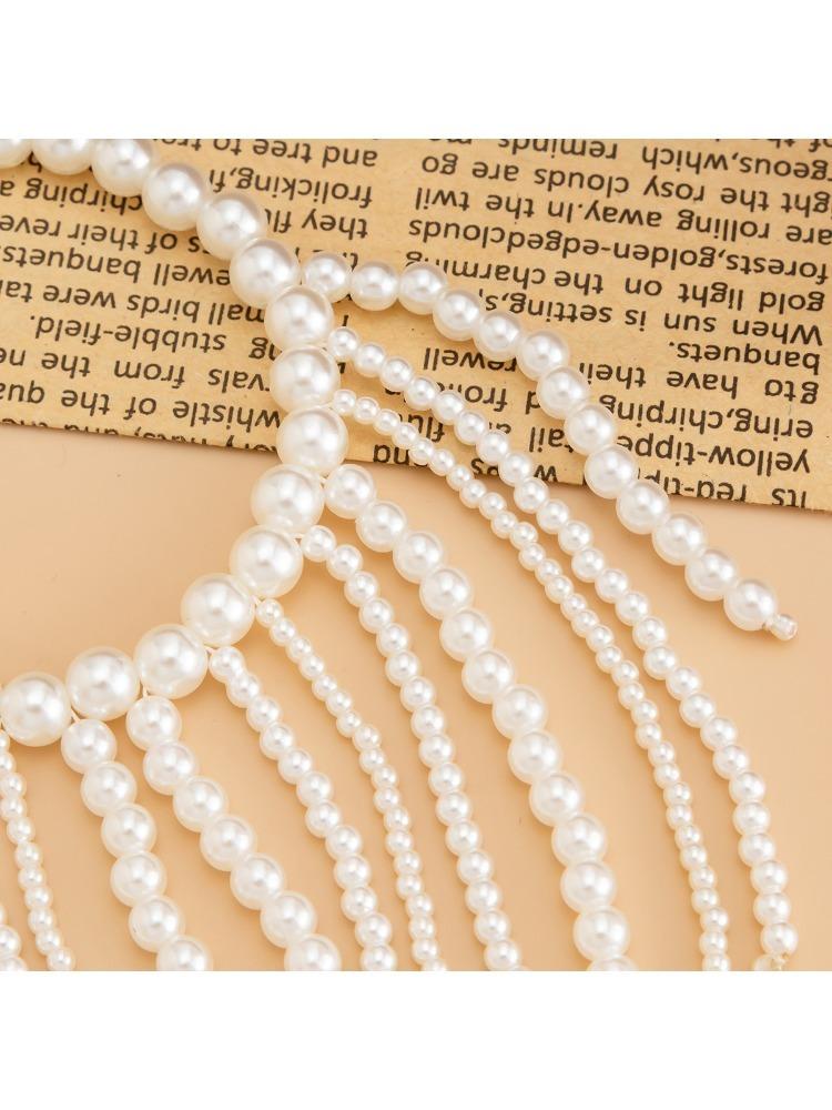 Ladies' Pearl Tassel Bracelet, Multi-layer Chain Tassel Bracelet, Adjustable Stainless Steel Statement Jewelry