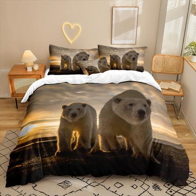 Polar Bear Series 3D Digital Printing Three-Piece Bedding Kit Sheet Quilt Cover