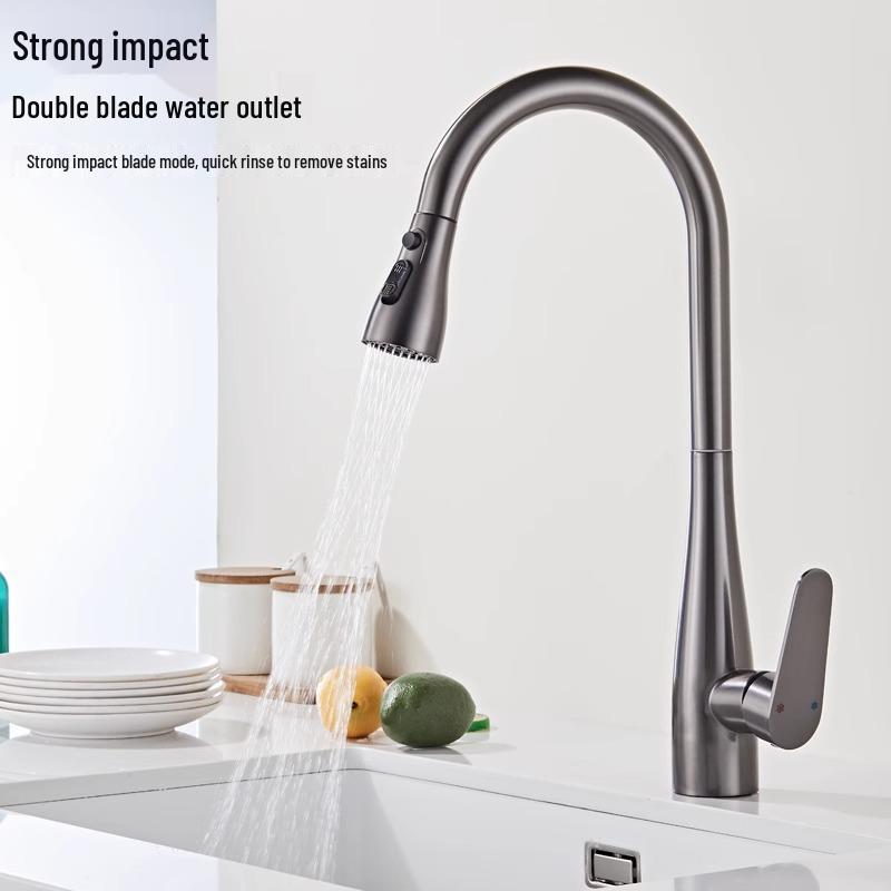 Universal Rotating Kitchen Faucet with Pull-out, Anti-splash, Hot/Cold Function for Sink and Balcony Use