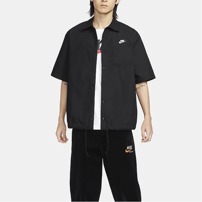 Nike Klubb Ensfarget Enkeltspent Justerbar Kant Knappelukking Kortermet Skjorte Herre Topper Svart FN3903-010