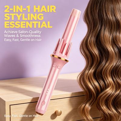 Automatic 2-in-1 Hair Curler Straightener and Curler for Natural Waves Without Damaging Hair