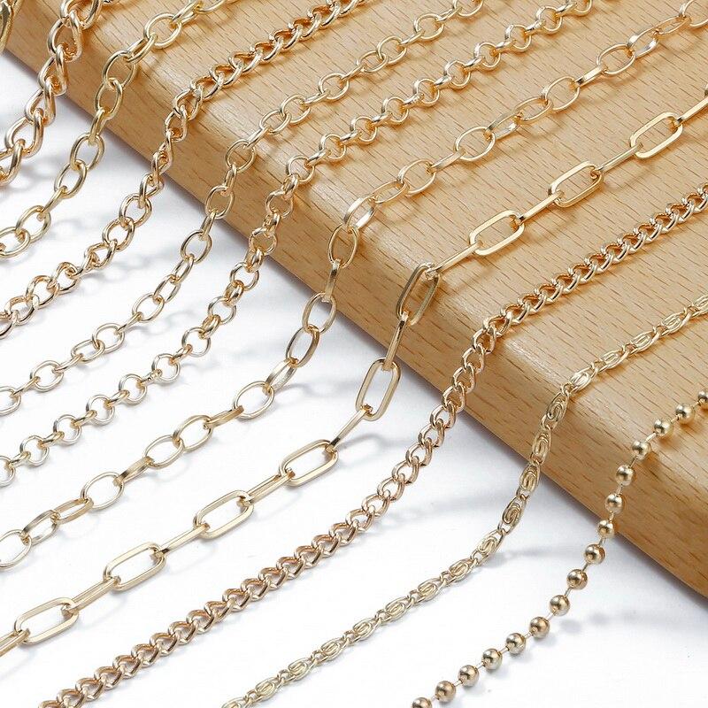 KC Gold Long Necklace Chains Iron Bulk For DIY Jewelry Findings Making Materials Accessories