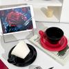 BRHeart Shaped Couple Coffee Cup Ceramic Cup&saucer Dining Table Coffee Mug Milk Mugs Afternoon Tea Teacup Fruit Juice ContainerEY