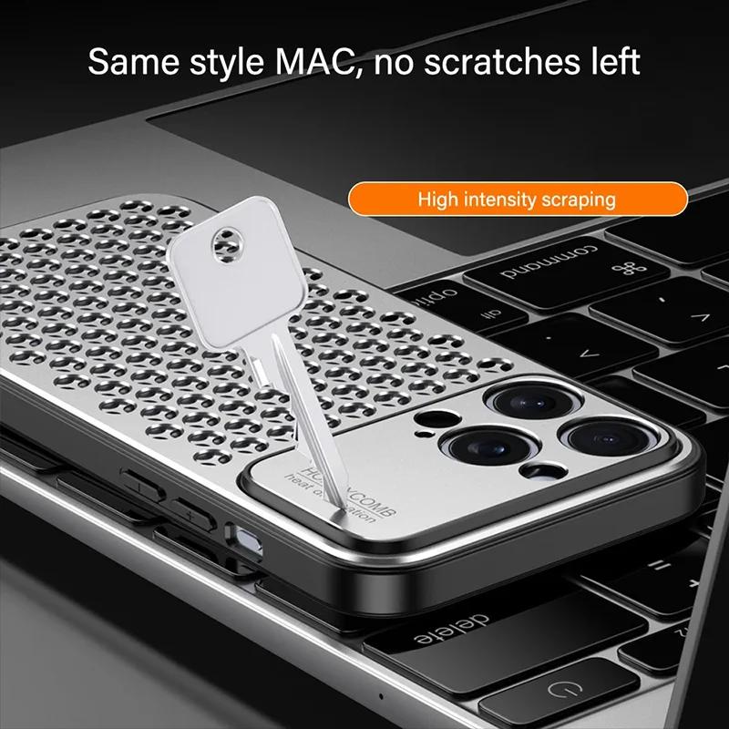Aluminum Alloy Phone Case For 17 16 15 14 13 Pro Max Metal Breathable Back Cover