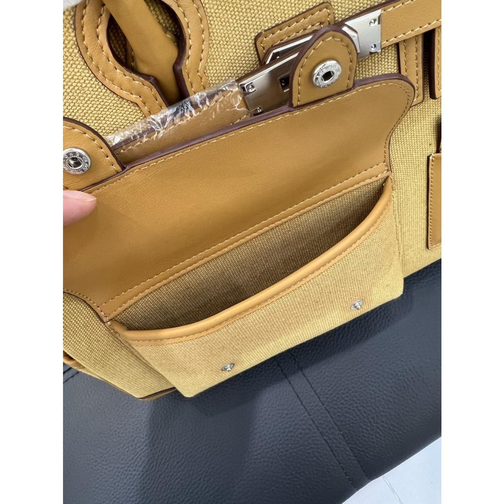 2026 neue Leder-Damenhandtasche Swift-Leder mit Canvas 35CM Platin-Tasche Cargotasche tragbare Schulter-Damenhandtasche