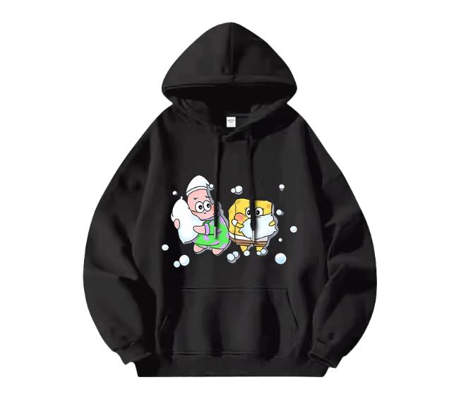 New 2025 Different Couple Outfits Cartoon Sponge Baby Couple Outfits Autumn Outfits Loose Hoodies for Men and Women