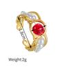 Atoztide Fashion Imitation Pearl Open Ring For Women Stainless Steel Colorful Bead Adjustable Finger Ring Christmas Jewelry Gift
