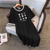 Plus Size A-Line Mid-Length Dress with Round Neck (Sizes 200-350 Jin)