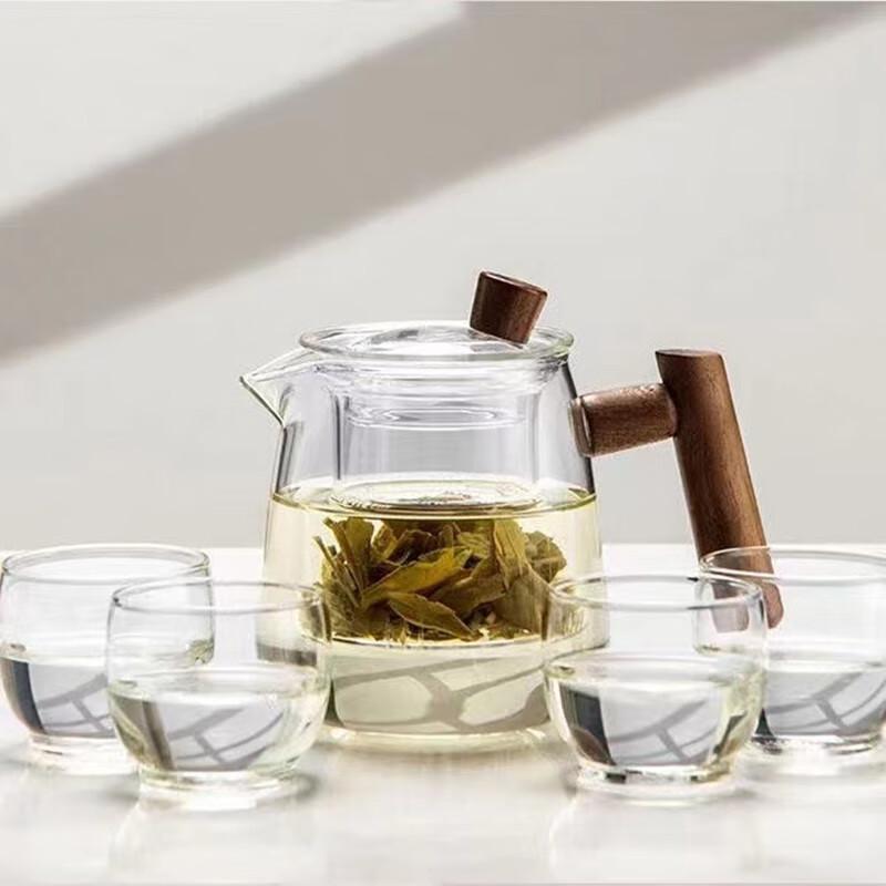 YUZUN Borosilicate Glass Teapot & Cup Set for Stove Brewing