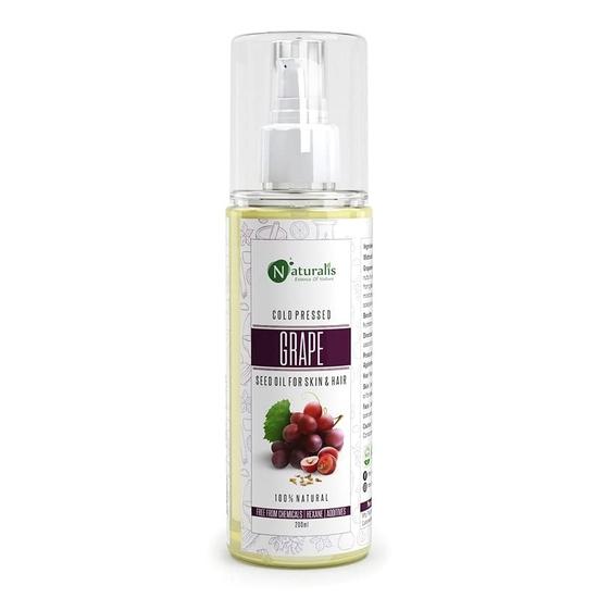 Naturalis Essence Of Nature Cold Pressed Grapeseed Carrier Oil For Hair Growth, Skin Tightening, Face Massage, 200 Ml