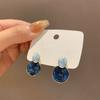Fashion Elegant Geometrical Earrings Retro Blue Enamel Round Stud Earrings for Women Brincos 2C003