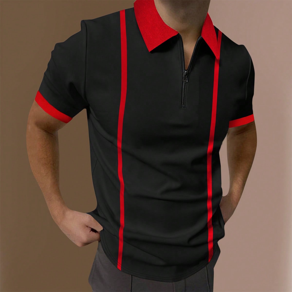 

Европейская модная одежда Мужские рубашки поло Рубашка для отдыха на открытом воздухе Рубашка с коротким рукавом Повседневная работа S чёрный