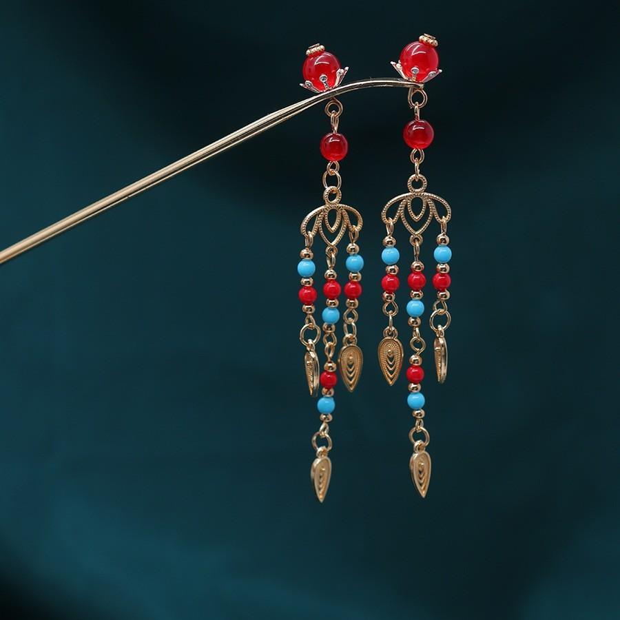 Dragon And Phoenix Step Shaking Tassel Hairpin Antique Sauvignon Blanc Hanfu Hairpin Horse Face Skirt Xiuhe Clothing Accessories