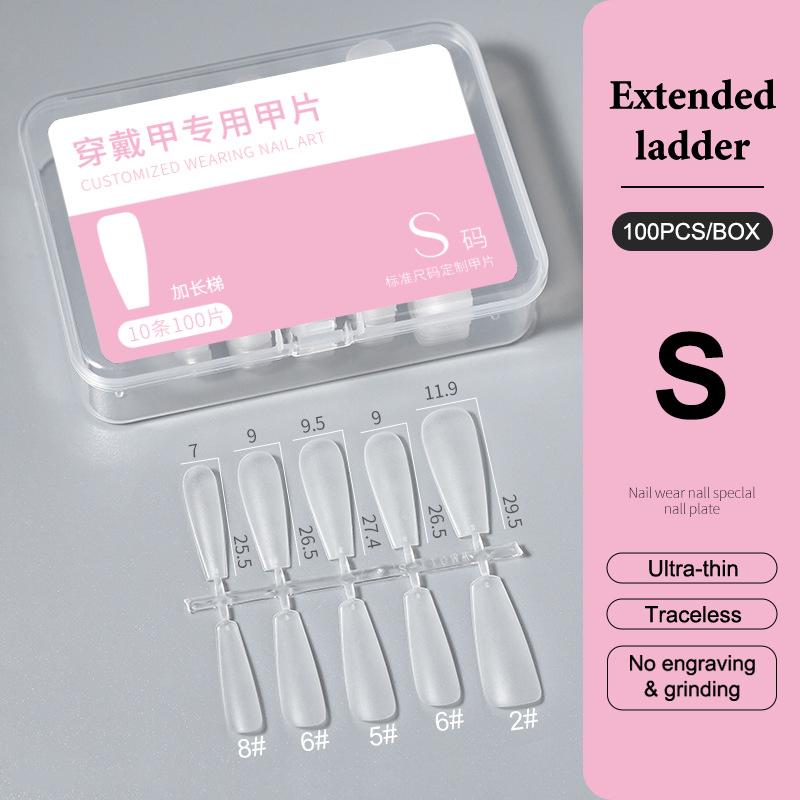 100Pcs/Box Xs/S/M Fake Nails No Polishing No Trace Press On Nails Clear Artificial Thin Nail Tips For Nail Extension Home Diy