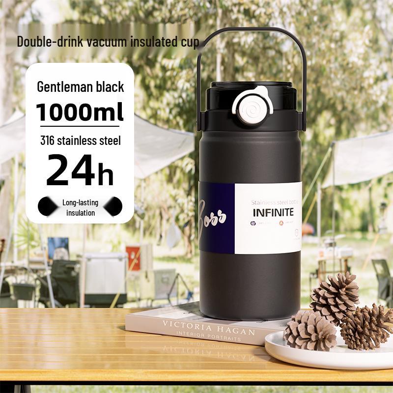 316 Edelstahl Isolierter Doppelnutzungs-Trinkbecher - Große Kapazität Tragbarer Kessel für Studenten