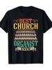 Best Church Organist Ever T-Shirt Vintage Piano Musician Gift, Black, Crew Ne