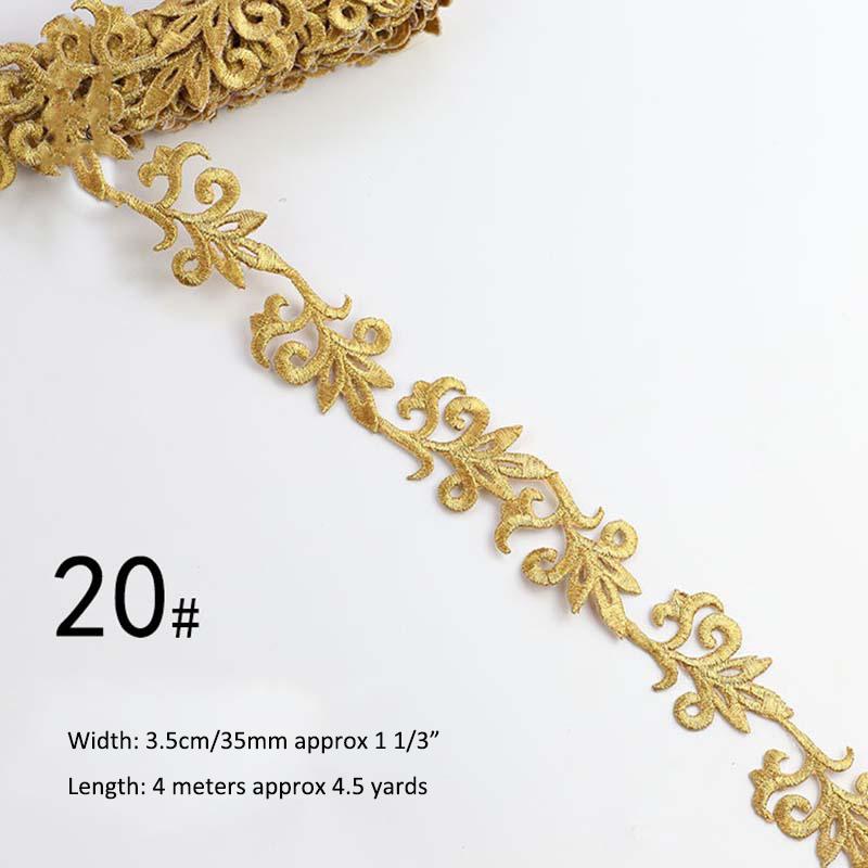 Gold Silver Thread Heavy Embroidery Lace Ribbon Shiny Diy Ethnic Garment Costume Dress Embellished Textile Iron-on Lace Trims