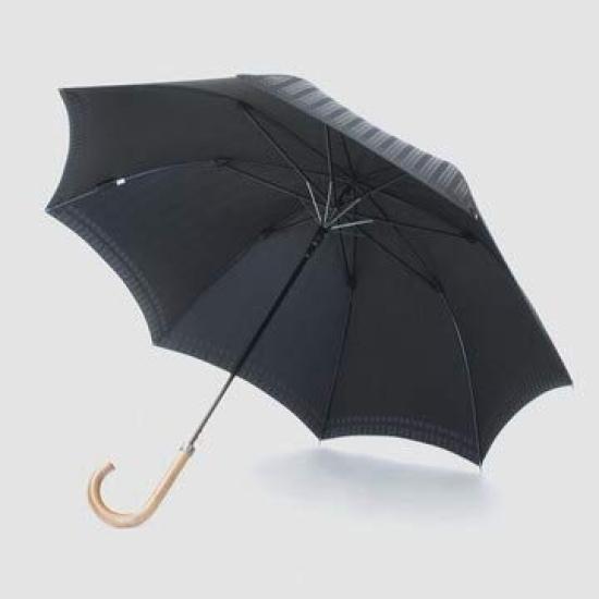 Makita Shoten Umbrella Long Umbrella Tie Outer Stripe x Inner Plain Black High Quality Koshu Weave Ribs 65cm Jump Made in Japan Men's