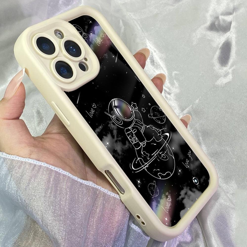 JT201 Cute Astronaut Space Moon for iPhone 17 16 15 14 Pro Max Samsung S26 S25 Ultra A17 A16 A07 A56 Xiaomi 15T Redmi 15c 14C Note 13 Soft TPU Case