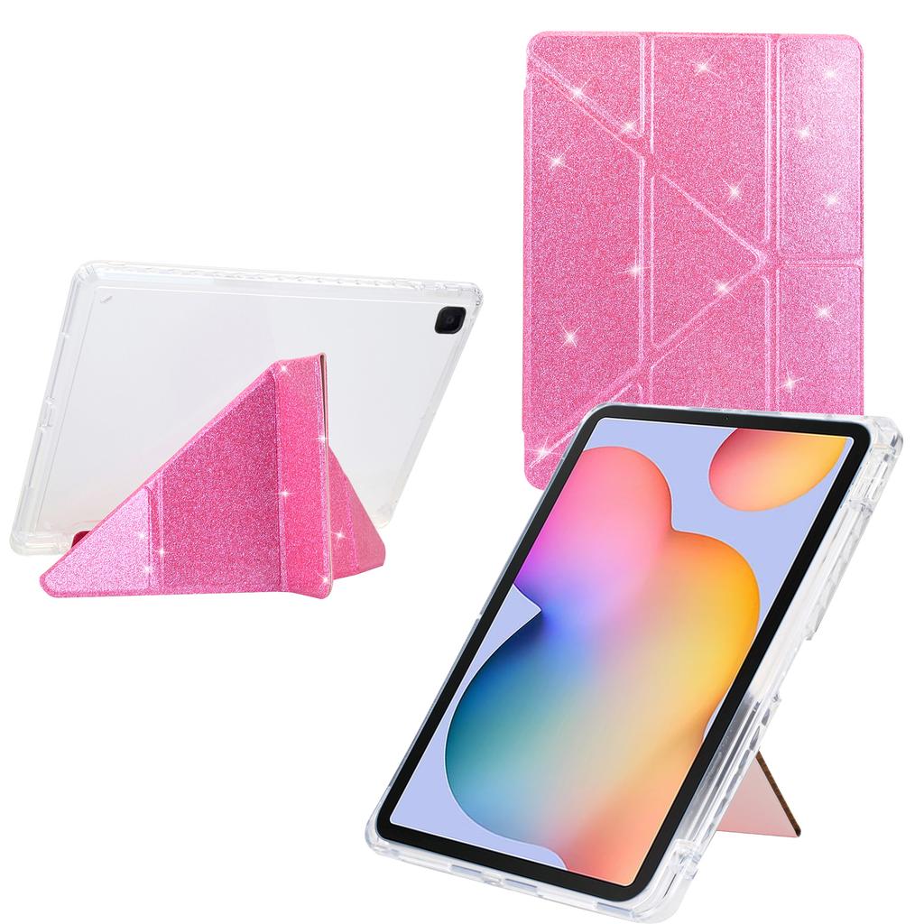 Tablet Case For Samsung Galaxy Tab S6 Lite (2024)/(2022)/(2020) P610 P615 Y-Fold Stand Glitter Leather TPU Acrylic Clear Cover