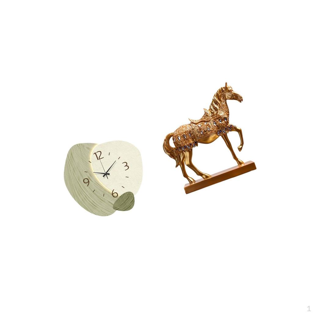 Silent Cartoon Wall Clock with Horse Figurine Sculpture Animal Decor for Farmhouse And Home Room