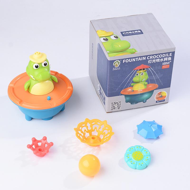 Çeşme Timsah Banyo Oyuncakları, 5 Mod Sprey Su Banyosu Yağmurlama Light Up Küvet Oyuncak, 1 ~ 8 Yaşındaki Çocuklar için Banyo Yüzme Havuzu Kapalı Açık