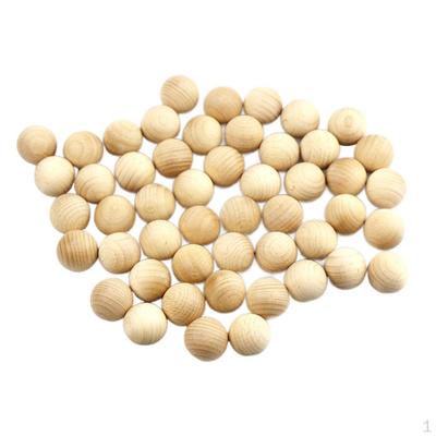 50x Perles en Bois Ronde Boule Espaceur Sans Trou Peinture Artisanat 2.5cm